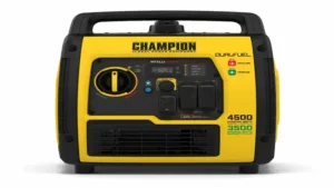 Front view of champion dual fuel inverter generator with compact portable design
