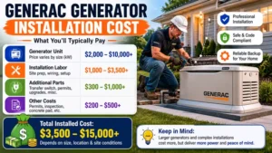 Cost of a Generac generator installation including labor, permits, and setup