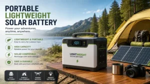 Portable lightweight solar battery for camping and outdoor adventures