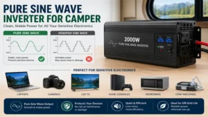 inverter for camper with pure sine wave technology providing clean and stable power for sensitive electronics