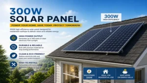 300w solar panel mounted on a house rooftop for efficient solar power generation