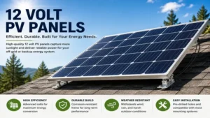 12 volt pv panels mounted on a rooftop with secure brackets for efficient solar energy collection