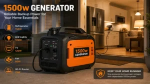 1500w generator used as a backup power source for essential home appliances