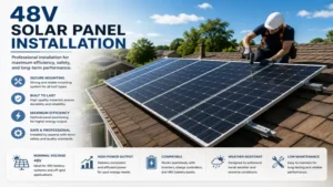 48v solar panel installation on a roof with secure mounting for long-term performance