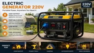 Portable electric generator 220v for home backup power and outdoor use