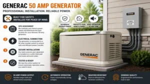 Professional installation of a generac 50 amp generator with a home transfer switch.