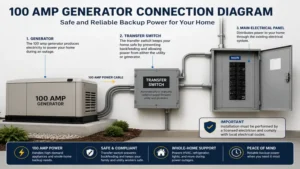 100 amp generator connection diagram for safe home backup power installation