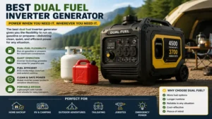 Portable best dual fuel inverter generator designed for camping, RV trips, and emergency backup power