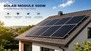 Solar module 500w mounted on a residential rooftop for efficient daily power generation