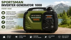 Front view of sportsman inverter generator 1000 showing its compact portable design