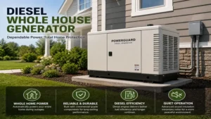 diesel whole house generator installed outside a home for dependable emergency power
