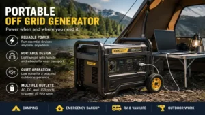 Portable off grid generator used for camping and emergency backup power
