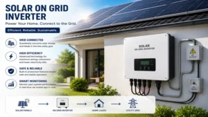 Solar on grid inverter installed in a residential solar power system connected to the utility grid