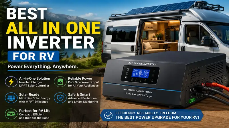 Best all in one inverter for rv featured image with solar powered camper and smart energy system