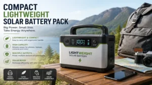 Compact lightweight solar battery pack for travel and mobile power needs