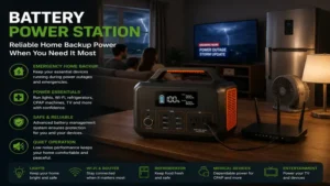 battery power station delivering reliable home backup power during an emergency outage