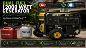 Dual fuel 12000 watt generator running on gasoline and propane