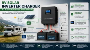 rv solar inverter charger with integrated MPPT controller and battery monitoring