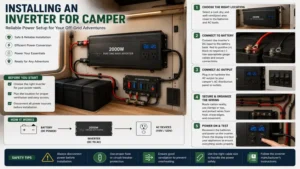 inverter for camper installation process showing battery connections wiring and power distribution setup