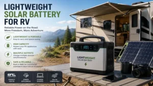 Lightweight solar battery for RV travel and off-grid outdoor living