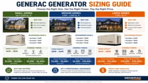 How much is a generac generator sizing guide for small medium and large homes