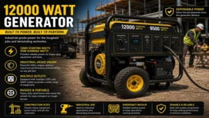 Industrial 12000 watt generator designed for construction and job site power