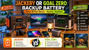 jackery or goal zero backup battery charging laptops phones cameras and portable devices