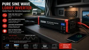 Pure sine wave lorry inverter delivering stable power for sensitive electronic equipment