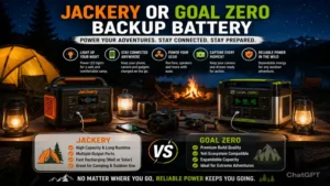 jackery or goal zero backup battery supporting outdoor camping and off grid adventures