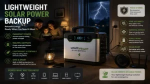 Lightweight solar power backup system for emergency home electricity use