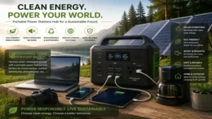 Portable power stations hub delivering clean energy with solar charging and eco-friendly backup power