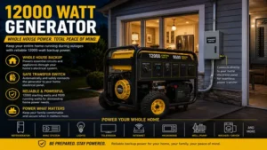 Whole house 12000 watt generator connected to essential home appliances during outage