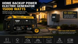 electric generator 15000 watts connected for whole home backup during a power outage