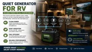Quiet generator for rv providing reliable power for appliances inside an RV
