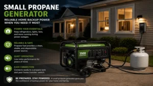 small propane generator providing reliable home backup electricity during a blackout
