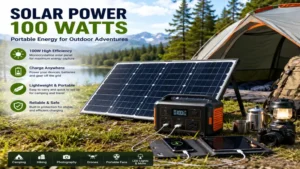 Solar power 100 watts portable camping setup providing reliable off-grid energy for outdoor adventures