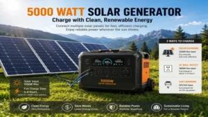 5000 watt solar generator charging efficiently from multiple solar panels in a renewable energy setup