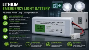 Lithium emergency light battery designed for long-lasting emergency power support