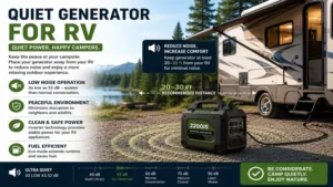 Low-noise quiet generator for rv placed outside a camper to reduce sound levels