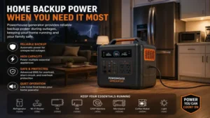 powerhouse generator serving as a home backup power source during an outage