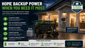 best dual fuel generator supplying dependable home backup power during an outage