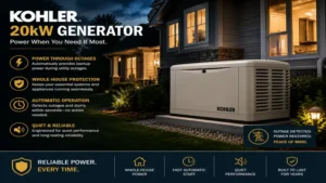 kohler 20kw generator running during a power outage to keep household systems operating smoothly