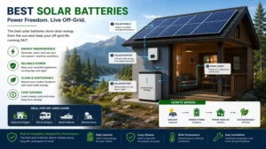best solar batteries used in an off-grid solar energy system for independent and sustainable living