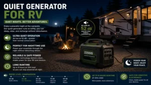 Quiet generator for rv operating during nighttime camping without disturbing neighbors