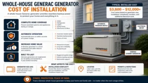 Cost of generac generator installed for a whole-house backup power system with automatic operation