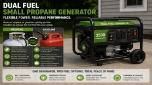 Dual fuel small propane generator offering flexible fuel options for emergency use