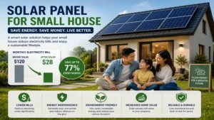 Family enjoying energy savings with a solar panel for small house installation