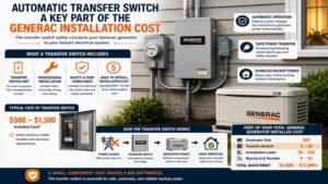 Cost of generac generator installed including automatic transfer switch installation and electrical integration