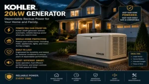 kohler 20kw generator delivering dependable backup power and whole-home protection for families