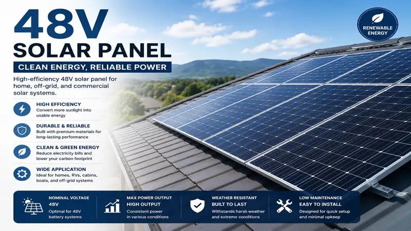 48v solar panel installed on a residential rooftop for efficient renewable energy generation